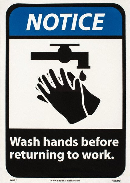 WASH HANDS BEFORE RETURNING TO WORK Sign - AccuformNMC NGA7PB