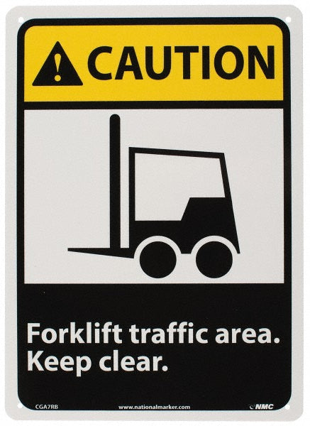 Caution - Forklift Traffic Area - Keep Clear Sign - AccuformNMC CGA7RB