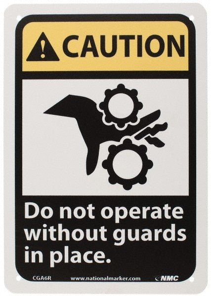 Caution - Do Not Operate without Guards in Place Sign - AccuformNMC CGA6R