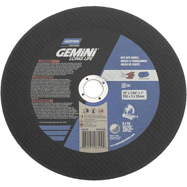 10 x 7/64" Aluminum Oxide Grinding & Cutoff Wheel - Norton 66253106109