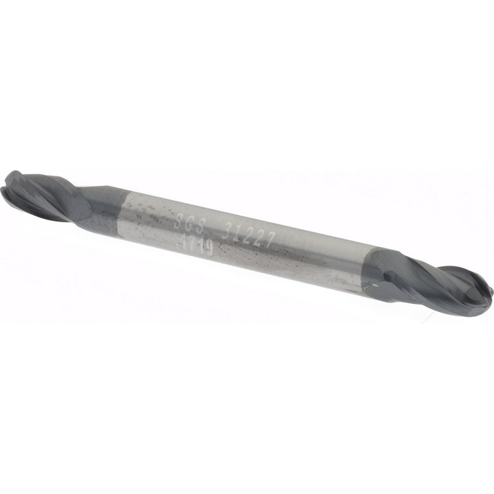 11/64" 4-Flute Solid Carbide Ball End Mill, AlTiN - SGS 31227