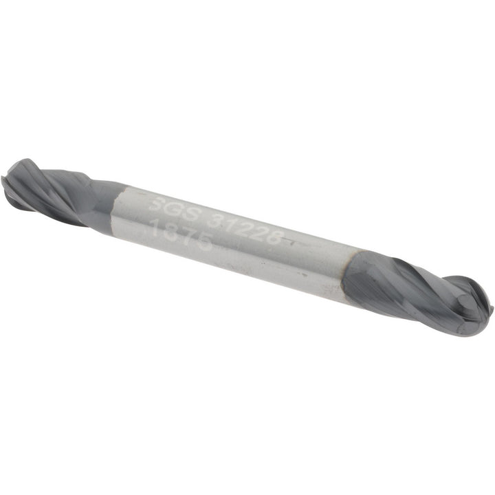 3/16" 4-Flute Solid Carbide Ball End Mill, AlTiN - SGS 31228