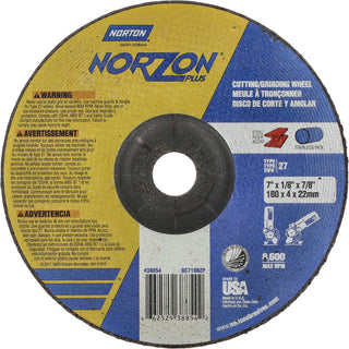 7 x 1/8" Ceramic Alumina Grinding & Cutoff Wheel - Norton 66252938854