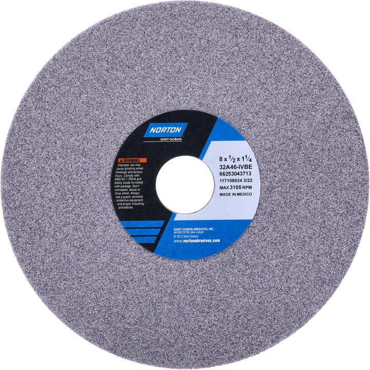 8 x 1/2" 46-Grit Aluminum Oxide Grinding & Cutoff Wheel - Norton 66253043713