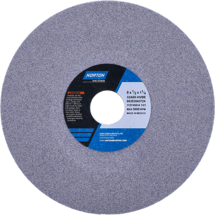 8 x 1/2" 60-Grit Aluminum Oxide Grinding & Cutoff Wheel - Norton 66253043724