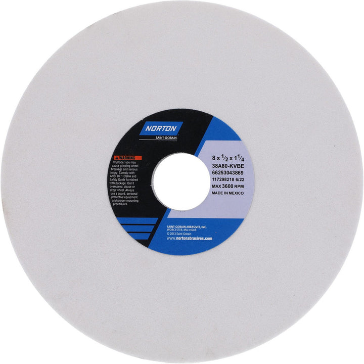 8 x 1/2" 80-Grit Aluminum Oxide Grinding & Cutoff Wheel - Norton 66253043869