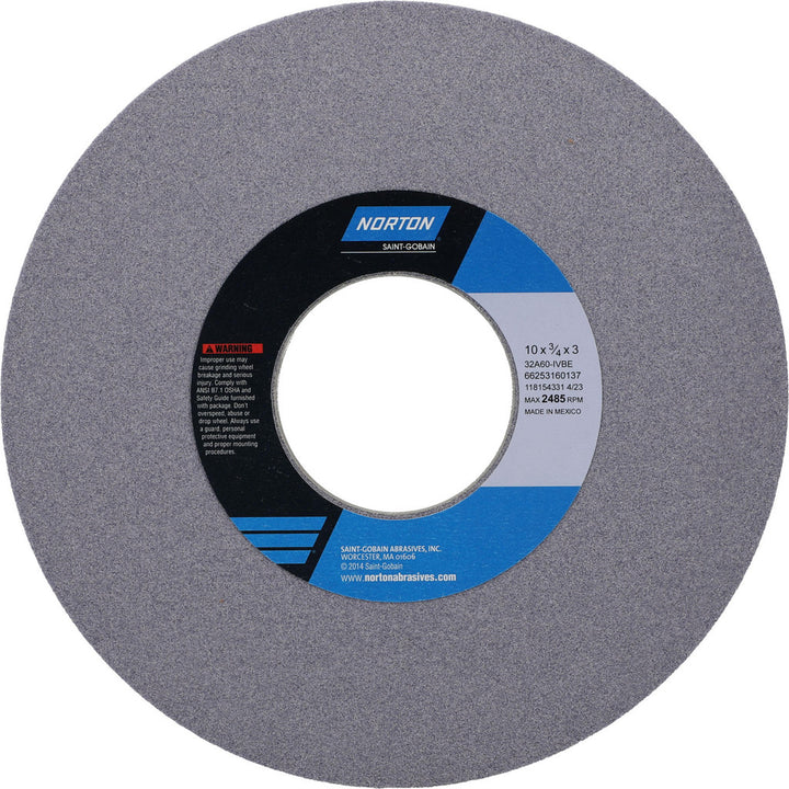 10 x 3/4" 60-Grit Aluminum Oxide Grinding & Cutoff Wheel - Norton 66253160137