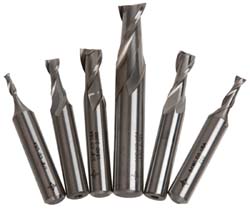 1/2; 1/4; 1/8; 3/16; 3/8; 5/16" 2-Flute Cobalt End Mill Sets - Cleveland 8737545/8737547