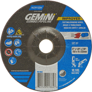 6 x 1/8" 24-Grit Aluminum Oxide Grinding & Cutoff Wheel - Norton 66252801864