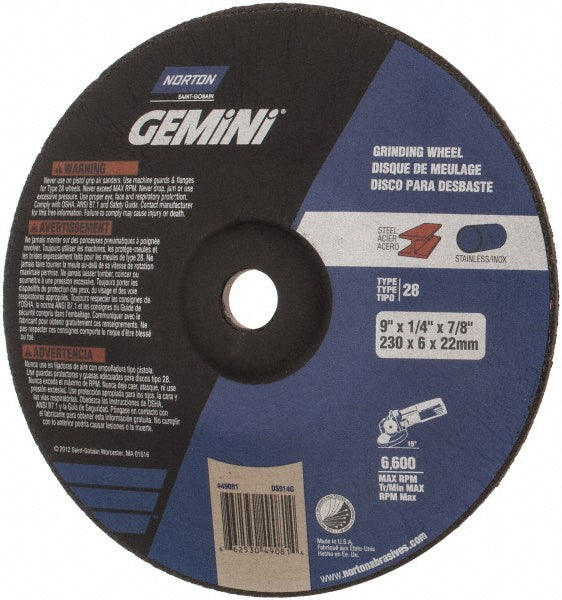 9 x 1/4" 24-Grit Aluminum Oxide Grinding & Cutoff Wheel - Norton 66253049081