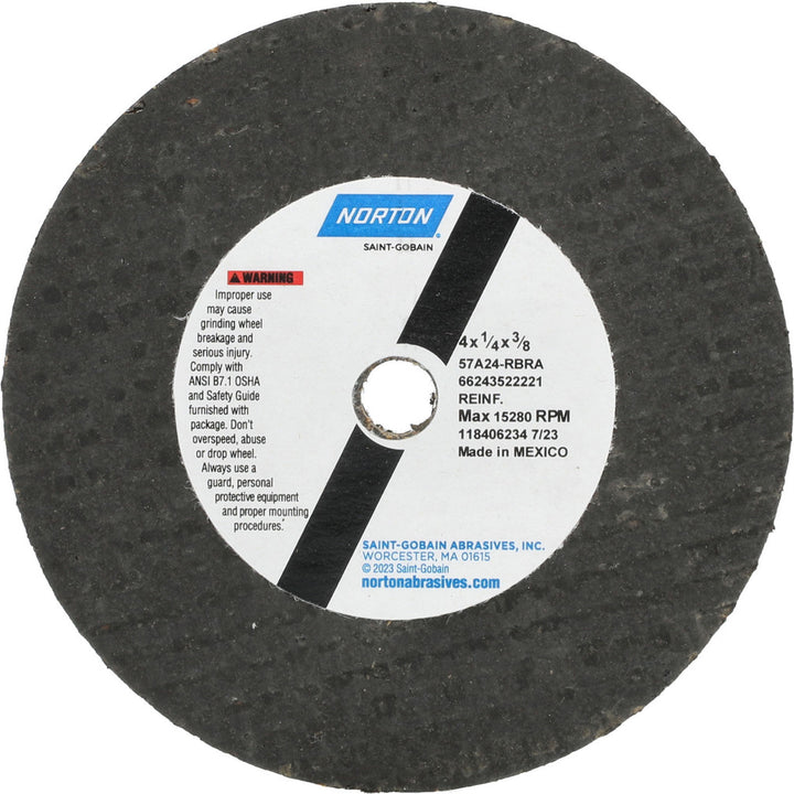 4 x 1/4" 24-Grit Aluminum Oxide Grinding & Cutoff Wheel - Norton 66243522221