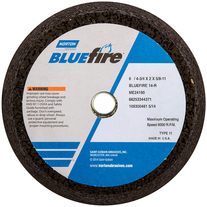 6 x 1-1/2" 16-Grit Zirconia Alumina; Silicon Carbide Grinding & Cutoff Wheel - Norton 66253146922