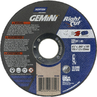 4-1/2" Aluminum Oxide Grinding & Cutoff Wheel - Norton 66252823602