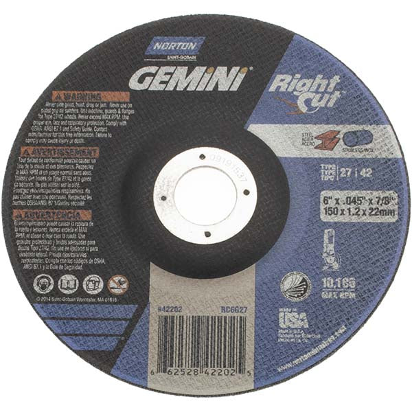 6" Aluminum Oxide Grinding & Cutoff Wheel - Norton 66252842202