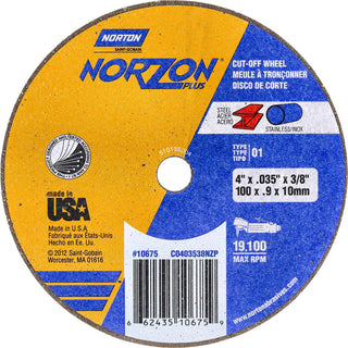 4" Ceramic Alumina Grinding & Cutoff Wheel - Norton 66243510675