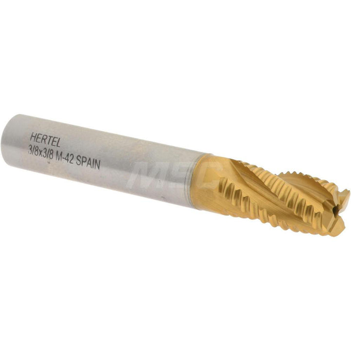 0.3750" 4-Flute Cobalt Single End Mill, TiN - Hertel 06821995