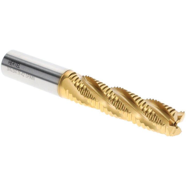 0.7500" 4-Flute Cobalt Single End Mill, TiN - Hertel 06822126