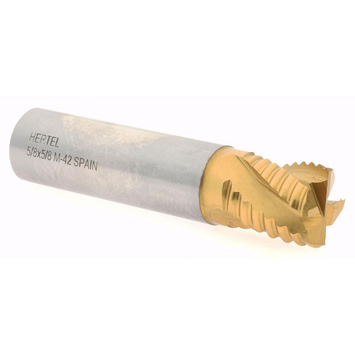 0.6250" 4-Flute Cobalt Single End Mill, TiN - Hertel 06822233