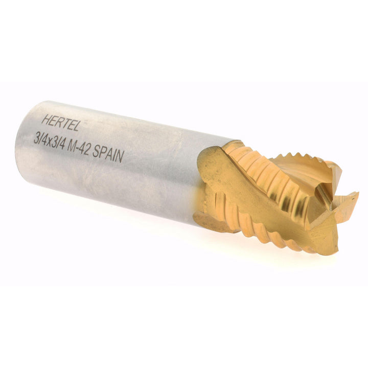 0.7500" 4-Flute Cobalt Single End Mill, TiN - Hertel 06822241