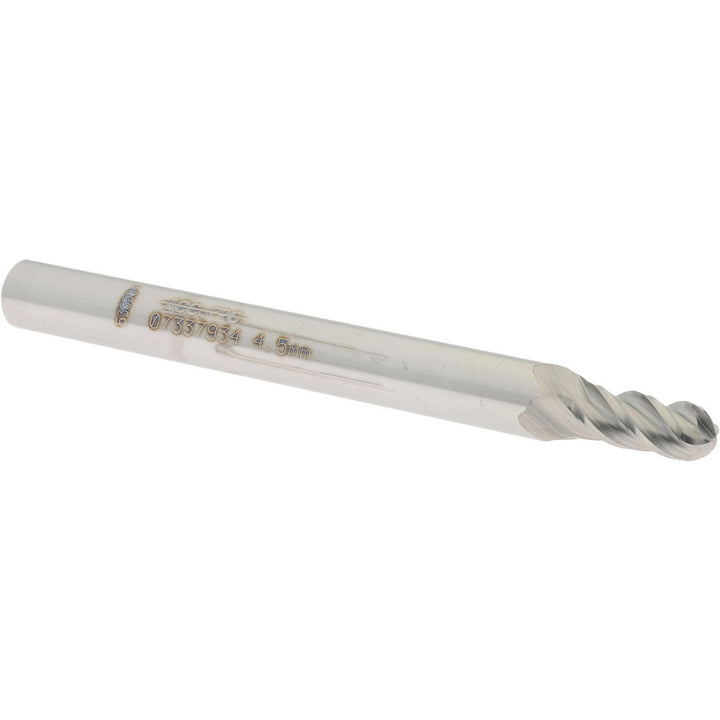 0.1772" 4-Flute Solid Carbide Ball End Mill - Accupro 12184754