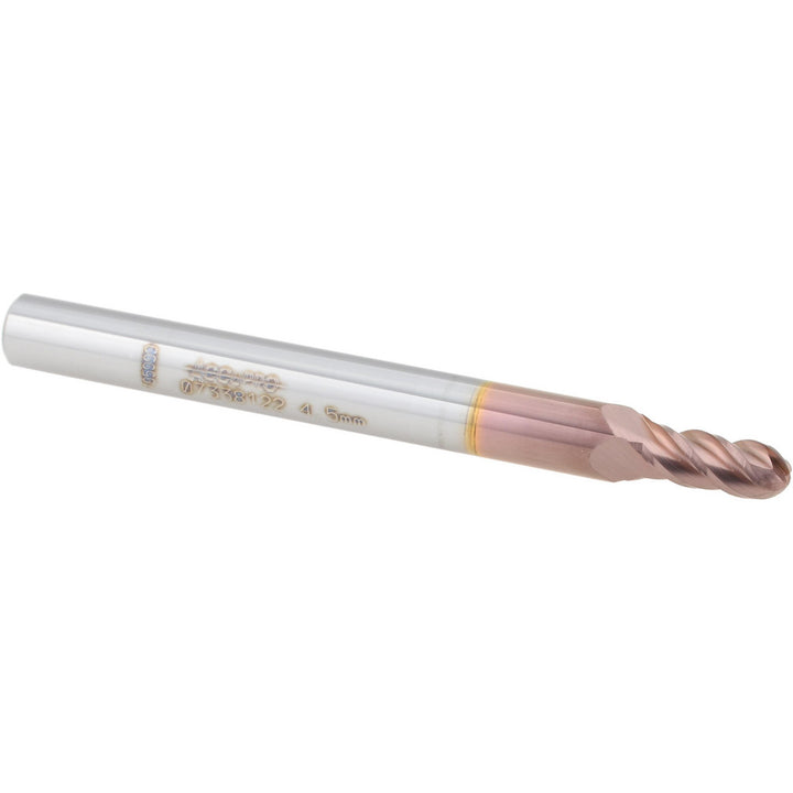 0.1772" 4-Flute Solid Carbide Ball End Mill, TiCN - Accupro 12184755