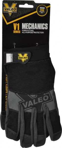 Medium Black Leather General Purpose Gloves - Valeo VI3731ME