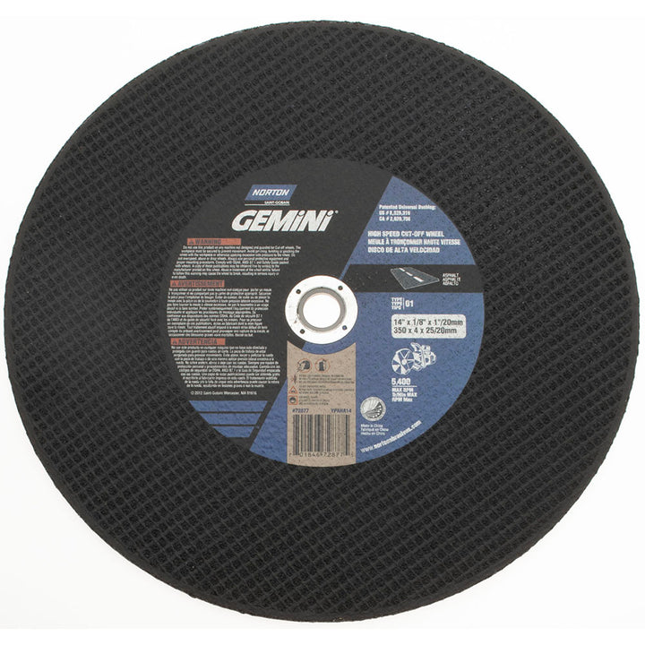 14 x 1/8" Silicon Carbide Grinding & Cutoff Wheel - Norton 70184672877