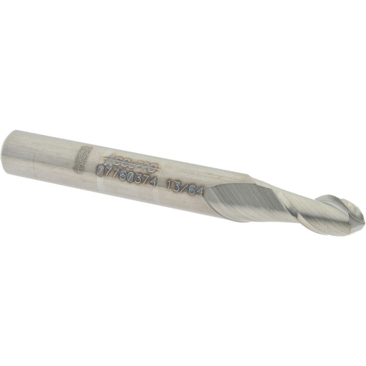 13/64" 2-Flute Solid Carbide Ball End Mill - Accupro 12184115