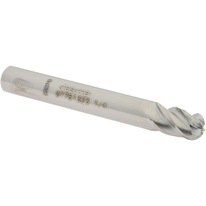 1/4" 4-Flute Solid Carbide Ball End Mill - Accupro 12184778