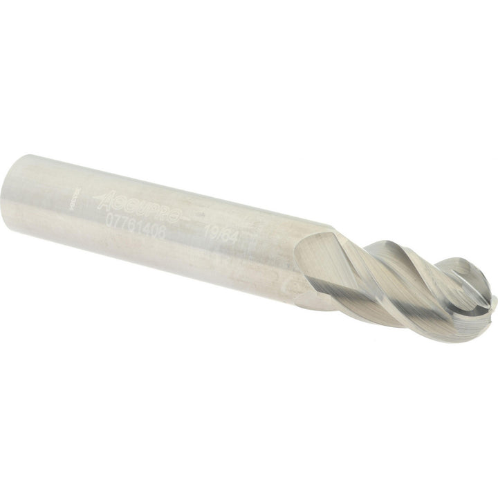19/64" 4-Flute Solid Carbide Ball End Mill - Accupro 12184790