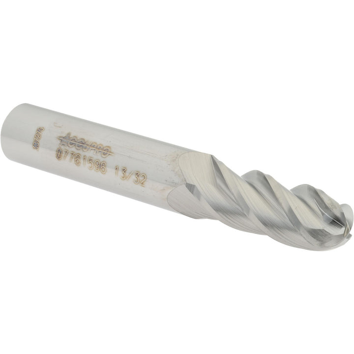 13/32" 4-Flute Solid Carbide Ball End Mill - Accupro 12184658