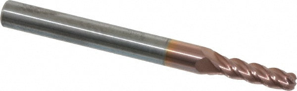 9/64" 4-Flute Solid Carbide Ball End Mill, TiCN - Accupro 12184581