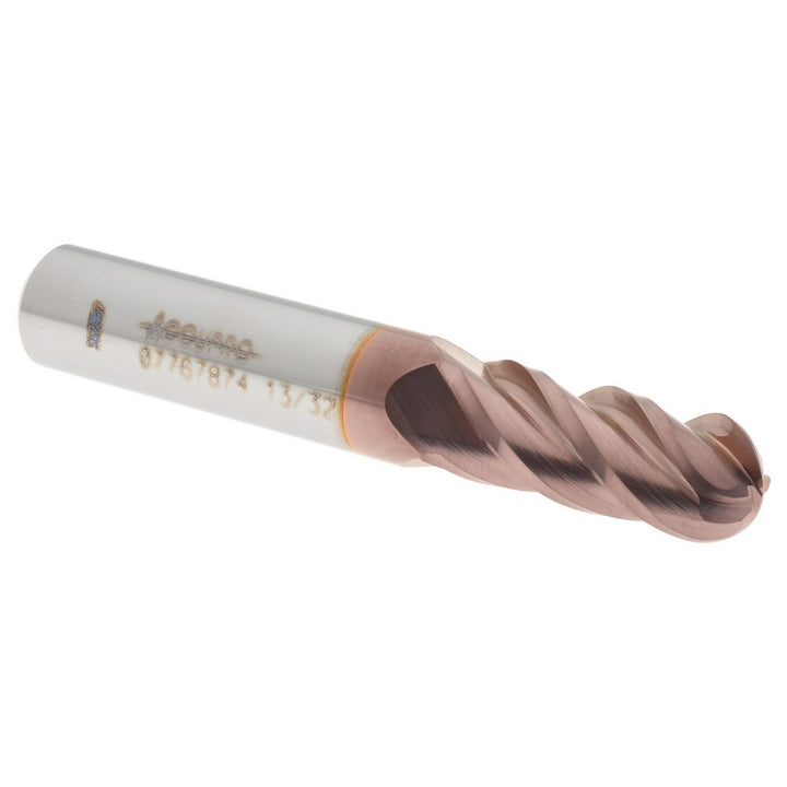 13/32" 4-Flute Solid Carbide Ball End Mill, TiCN - Accupro 12184659