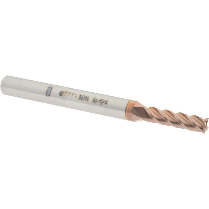 9/64" 4-Flute Solid Carbide Square End Mill, TiCN - Accupro 12182398