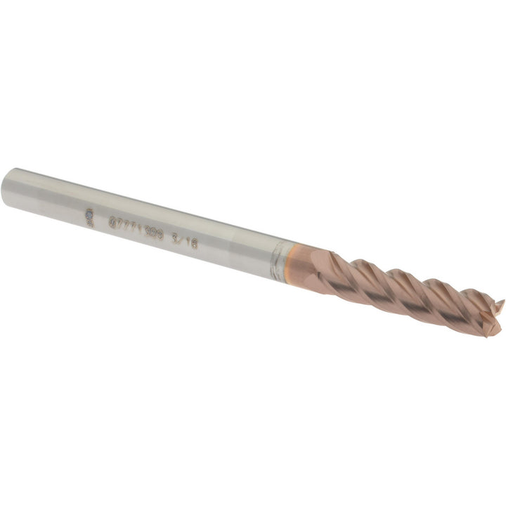 3/16" 4-Flute Solid Carbide Square End Mill, TiCN - Accupro 12182995