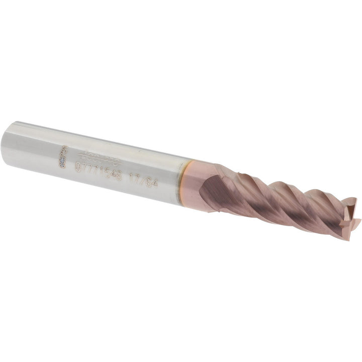 17/64" 4-Flute Solid Carbide Square End Mill, TiCN - Accupro 12182476