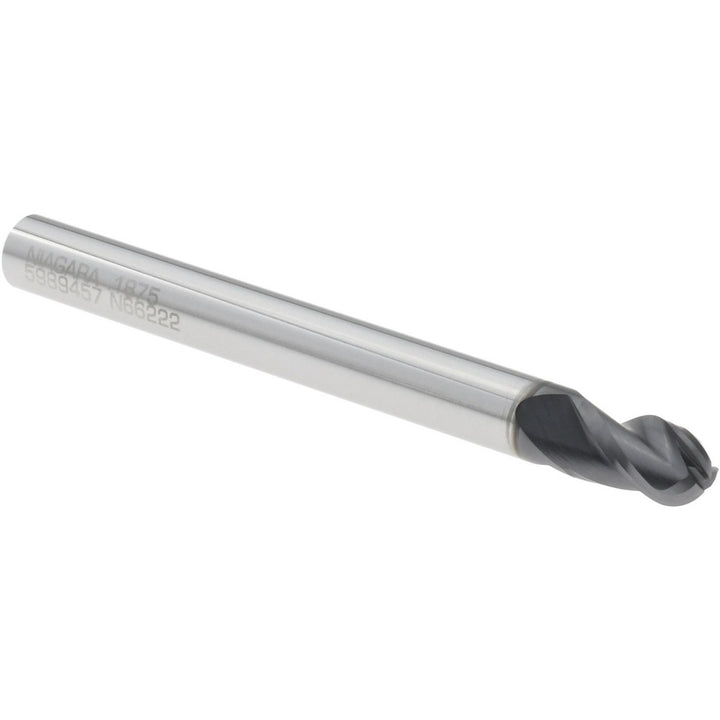 3/16" 3-Flute Solid Carbide Ball End Mill, AlTiN - Seco 17003784