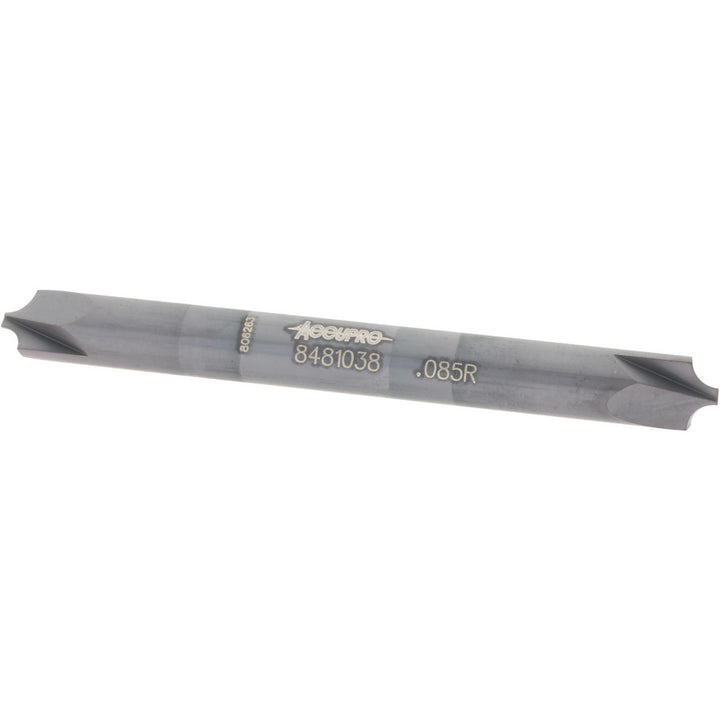 1/4" 2-Flute Solid Carbide Corner Rounding End Mill, AlTiN - Accupro 12180338