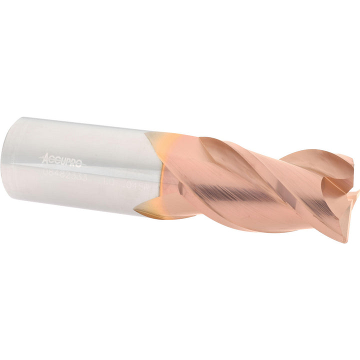 1" 3-Flute Solid Carbide Corner Radius End Mill, TiCN - Accupro 12181875