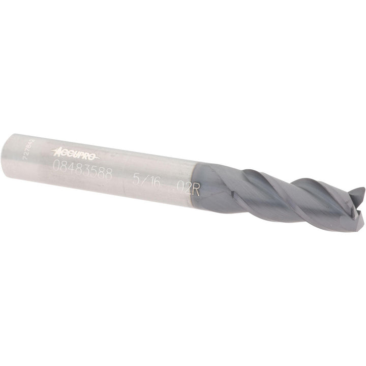 5/16" 3-Flute Solid Carbide Corner Radius End Mill, AlTiN - Accupro 12181999