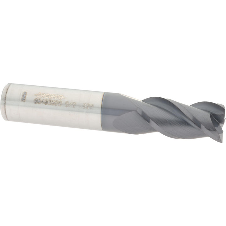 5/8" 3-Flute Solid Carbide Corner Radius End Mill, AlTiN - Accupro 12182113