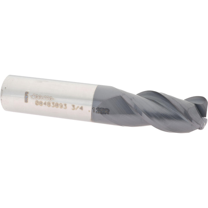 3/4" 3-Flute Solid Carbide Corner Radius End Mill, AlTiN - Accupro 12182141