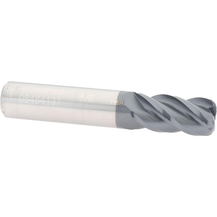 5/8" 4-Flute Solid Carbide Corner Radius End Mill, AlTiN - Accupro 12182639