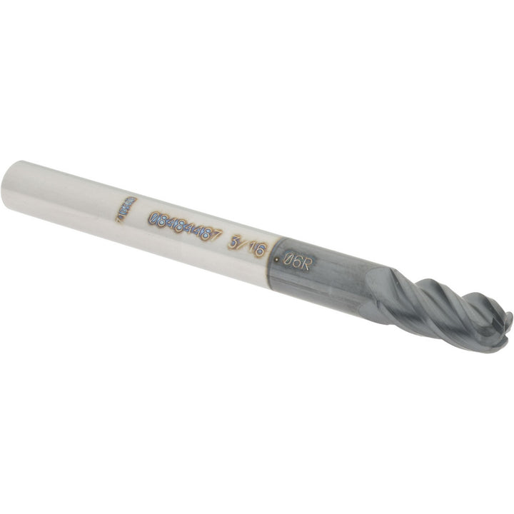 3/16" 4-Flute Solid Carbide Corner Radius End Mill, AlTiN - Accupro 12182774