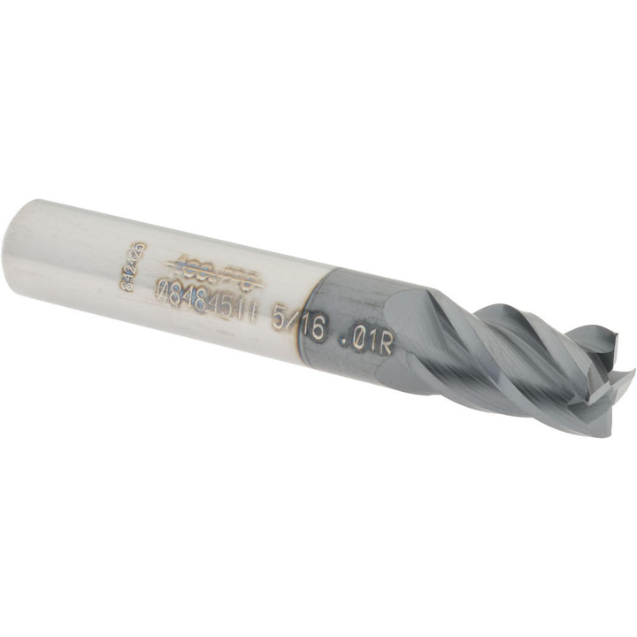 5/16" 4-Flute Solid Carbide Corner Radius End Mill, AlTiN - Accupro 12182848