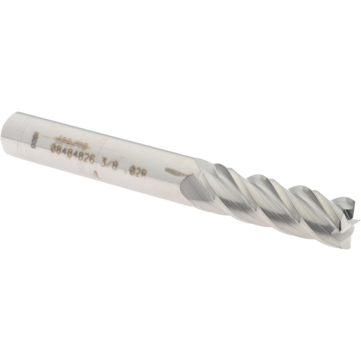3/8" 4-Flute Solid Carbide Corner Radius End Mill - Accupro 12183052