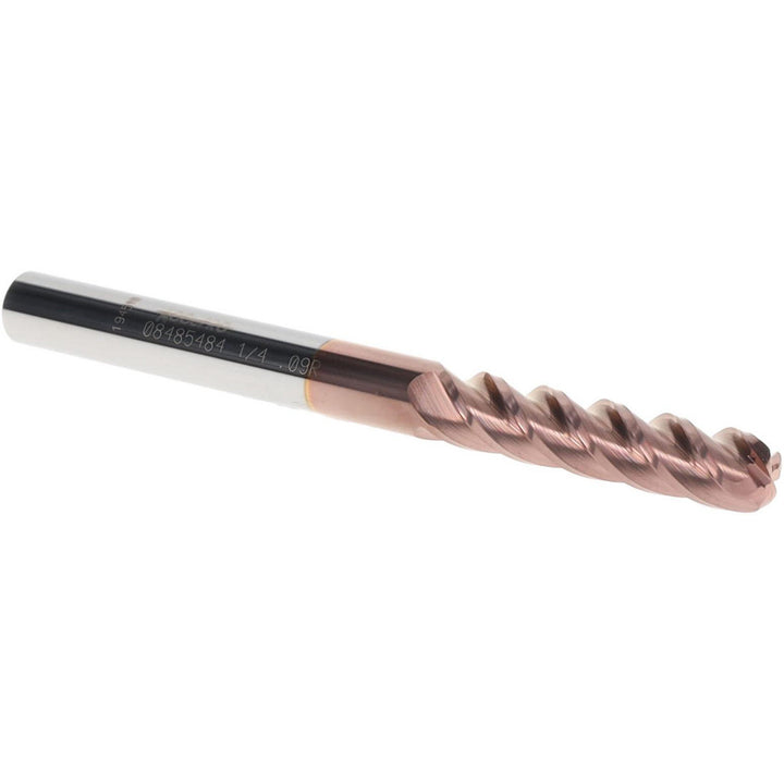 1/4" 4-Flute Solid Carbide Corner Radius End Mill, TiCN - Accupro 12183012