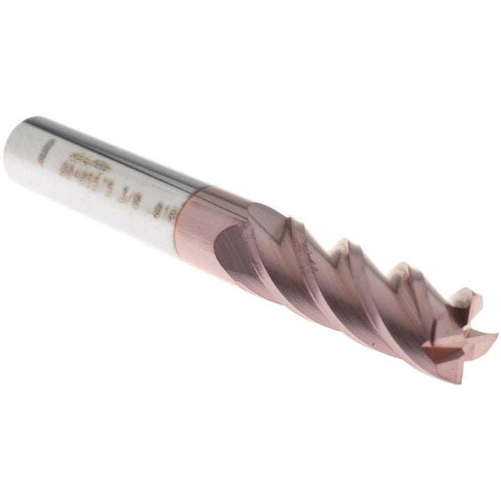 3/8" 4-Flute Solid Carbide Corner Radius End Mill, TiCN - Accupro 12183058