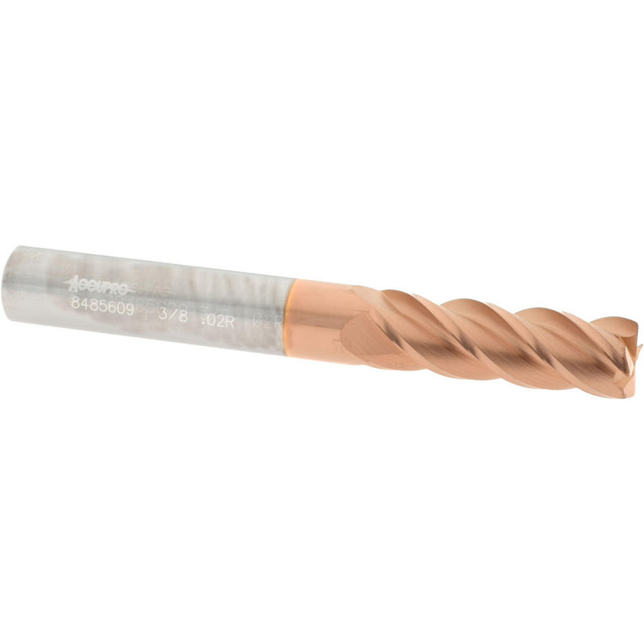 3/8" 4-Flute Solid Carbide Corner Radius End Mill, TiCN - Accupro 12183061