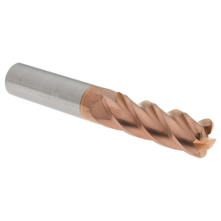 3/4in" 4-Flute Solid Carbide Corner Radius End Mill, TiCN - Accupro 12183143